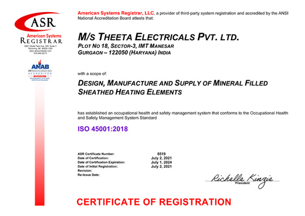 ISO 45001 2018 Certificate